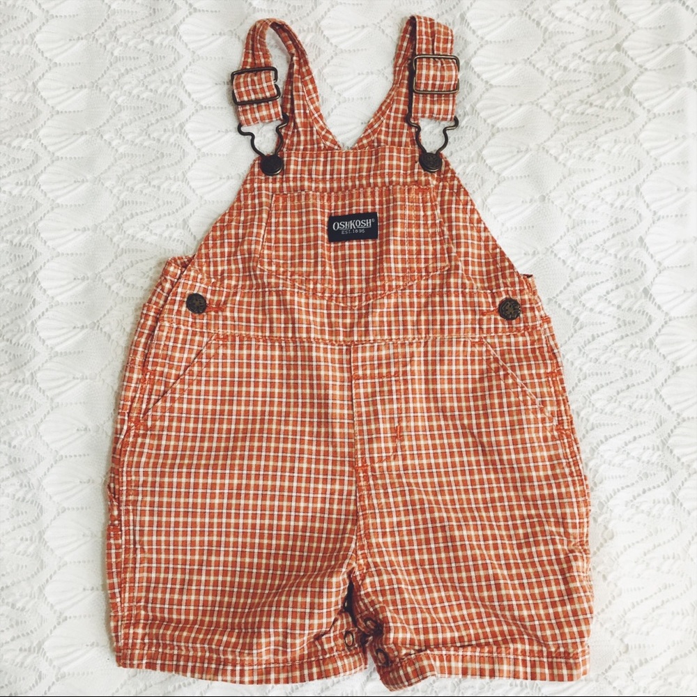 Vintage Oshkosh Gingham baby short overalls💞